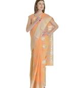Orange Woven Tissue Saree With Blouse