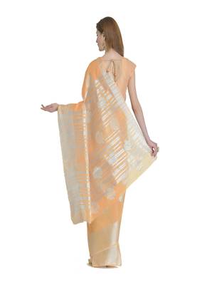 Orange Woven Tissue Saree With Blouse 3