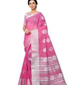 Pink Woven Tissue Saree With Blouse