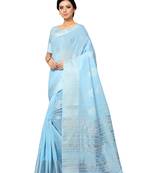 Light Blue Woven Tissue Saree With Blouse