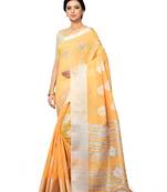 Yellow Woven Tissue Saree With Blouse