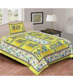 Sanganeri Printed Traditional Single Cotton Bedsheet With 1 Pillow cover
