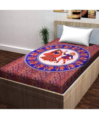 Sanganeri Printed Traditional Single Cotton Bedsheet With 1 Pillow cover 1