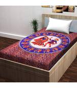 Sanganeri Printed Traditional Single Cotton Bedsheet With 1 Pillow cover