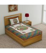 Sanganeri Printed Traditional Single Cotton Bedsheet With 1 Pillow cover