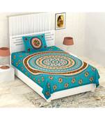 Sanganeri Printed Traditional Single Cotton Bedsheet With 1 Pillow cover
