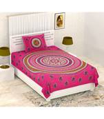Sanganeri Printed Traditional Single Cotton Bedsheet With 1 Pillow cover