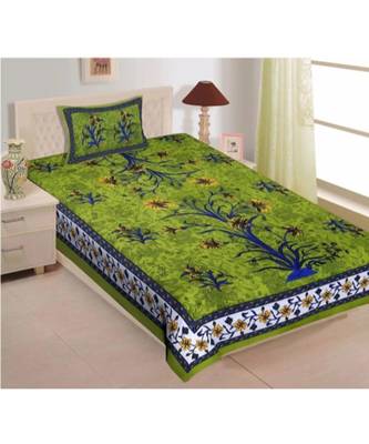 Sanganeri Printed Traditional Single Cotton Bedsheet With 1 Pillow cover 1
