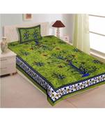 Sanganeri Printed Traditional Single Cotton Bedsheet With 1 Pillow cover