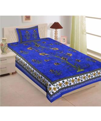 Sanganeri Printed Traditional Single Cotton Bedsheet With 1 Pillow cover 1