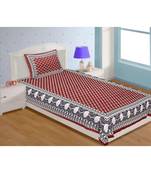 Sanganeri Printed Traditional Single Cotton Bedsheet With 1 Pillow cover