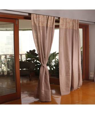 Off White Rust 100% Cotton curtain 2