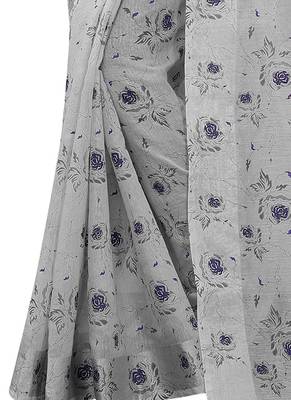 Grey printed silk saree with blouse 4