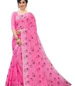 Pink printed silk saree with blouse