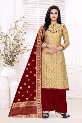 Beige brocade brocade salwar 5