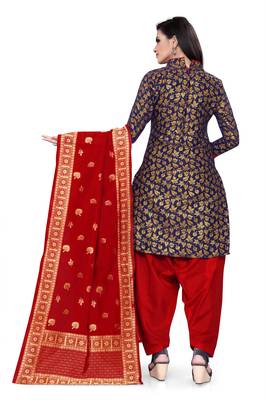 Navy-blue brocade brocade salwar 2