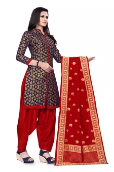 Navy-blue brocade brocade salwar