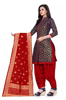 Navy-blue brocade brocade salwar