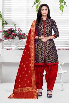 Navy-blue brocade brocade salwar 5