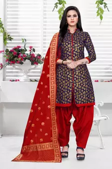 Navy-blue brocade brocade salwar