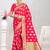 Rani pink woven silk blend saree with blouse
