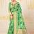 Green printed cotton silk saree with blouse