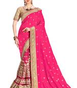 Trendmalls Heavy Embroidery art Silk Light Pink Party Wear Saree With Blouse