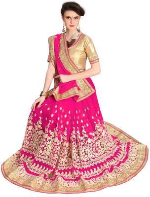 Trendmalls Heavy Embroidery art Silk Light Pink Party Wear Saree With Blouse 4