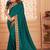 Turquoise embroidered silk blend saree with blouse