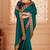 Turquoise embroidered silk blend saree with blouse