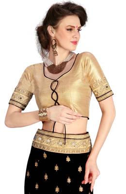 Trendmalls  Heavy Embroidery art Silk and Net Black Saree with Blouse  5