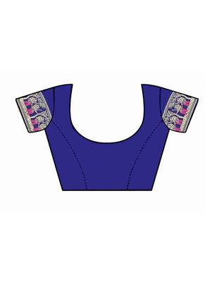 Blue Woven silk blend Saree With Blouse 5
