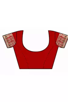 Red Woven Silk Blend Saree With Blouse