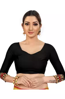Black Woven silk blend Saree With Blouse