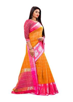 Multicolor woven chanderi silk saree with blouse 2