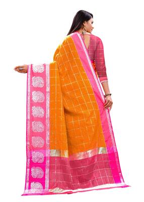 Multicolor woven chanderi silk saree with blouse 3