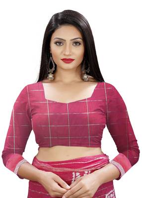 Multicolor woven chanderi silk saree with blouse 4