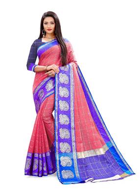 Multicolor woven chanderi silk saree with blouse 1