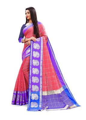 Multicolor woven chanderi silk saree with blouse 2
