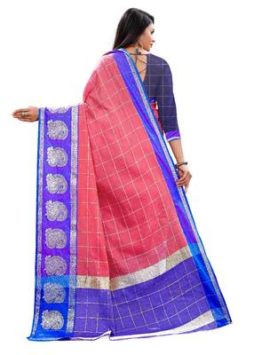 Multicolor woven chanderi silk saree with blouse 3