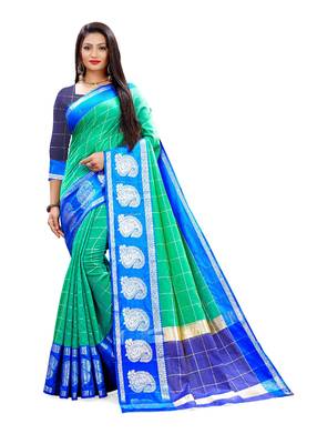 Multicolor woven chanderi silk saree with blouse 1