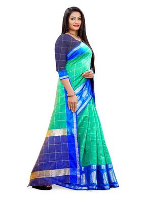 Multicolor woven chanderi silk saree with blouse 2