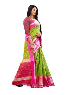 Multicolor woven chanderi silk saree with blouse 2