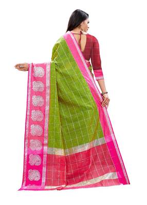 Multicolor woven chanderi silk saree with blouse 3