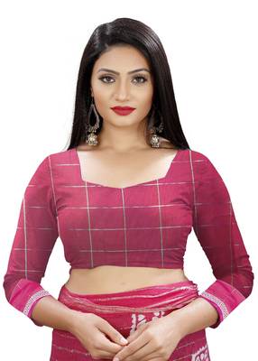 Multicolor woven chanderi silk saree with blouse 4