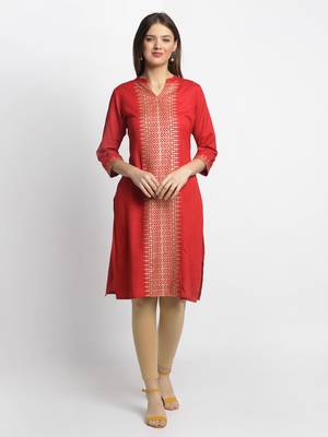 Red printed cotton kurtas-and-kurtis 1