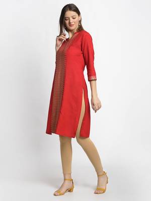 Red printed cotton kurtas-and-kurtis 3