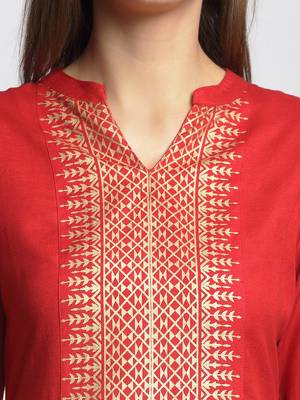 Red printed cotton kurtas-and-kurtis 4