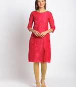 Red printed cotton kurtas-and-kurtis