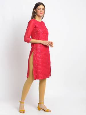 Red printed cotton kurtas-and-kurtis 3
